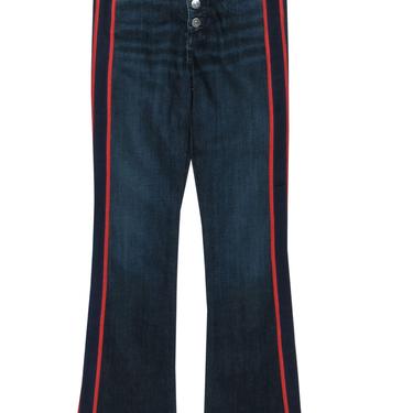 Veronica Beard - Dark Wash "Carolyn" Flared Crop Jeans w/ Ribbon Stripe Sz 24