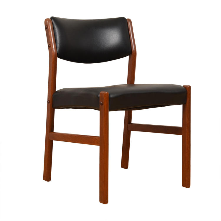 Danish Modern Teak + Black Upholstered Chair