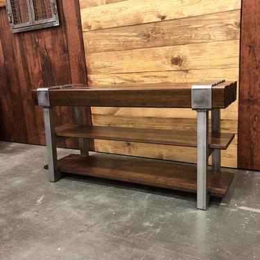Industrial Shoe Bench Entryway Shoe Rack / Rustic Modern / Steel and wood bench / shoe storage bench / entry bench / Made to order 