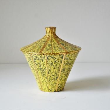 Vintage Jar with Lid in Yellow, Green, and Gold by  Bitossi for Raymor 