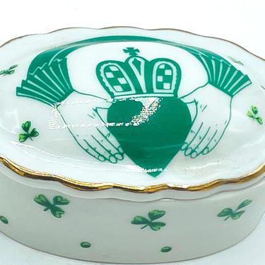 Vintage Lefton China 1993 Shamrock St. Patricks Trinket Box 