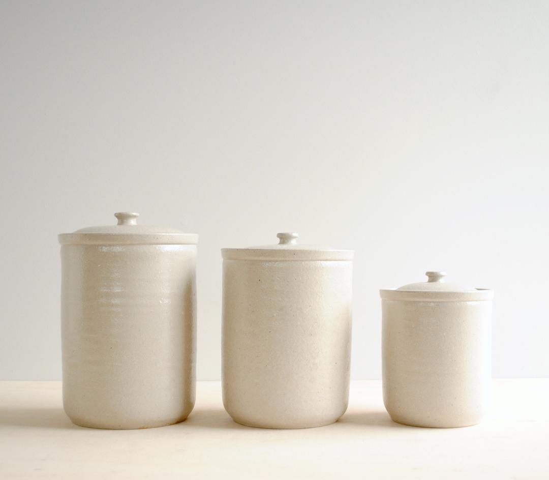 Vintage glazed milk jug canisters