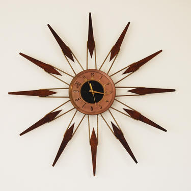 Mid Century Modern Starburst Wall Clock by Welby 