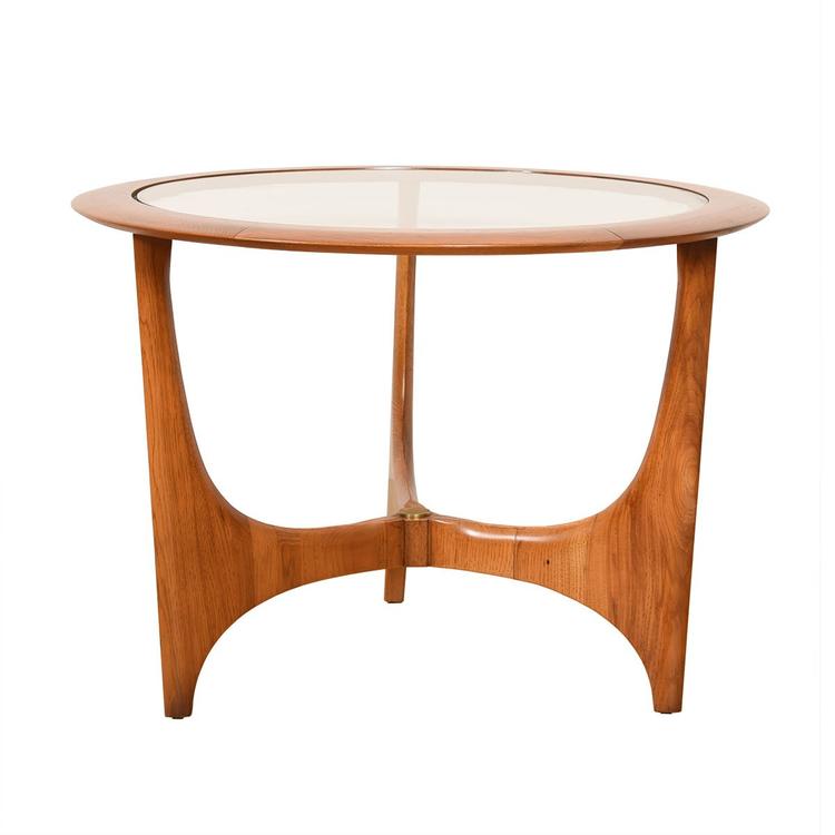 Adrian Pearsall Walnut & Inset Glass Accent / End Table