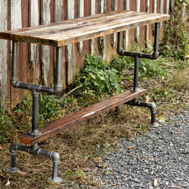 Free Shipping! Weathered Gray Wood and Industrial Pipe Bar Height Table 