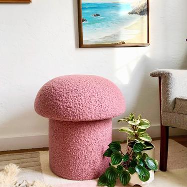 Pink Boucle Mushroom Ottoman 