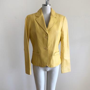 Bright Yellow Leather Blazer - Late 1990s/Early 2000s 