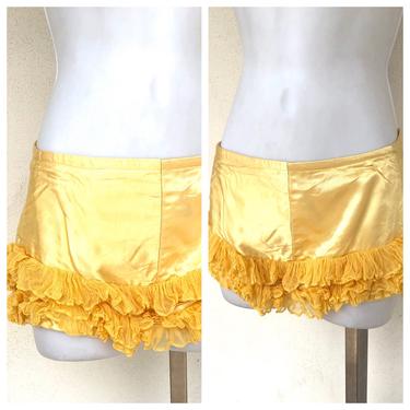 Vintage VTG 1940s 40s Yellow Burlesque Ruffled Bloomer Shorts 
