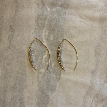 Chalcedony Oval Threader Gold Earrings