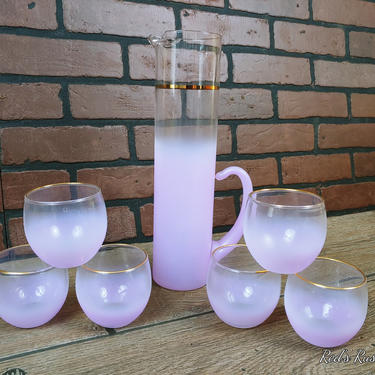 Purple Blendo 7 Piece Glass Roly Poly and Pitcher Set 