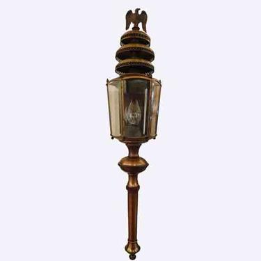 Tall Glass And Brass Sconce with Eagle on top