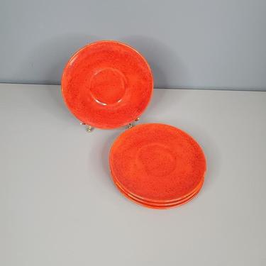Set of 4 Orange Confetti Ceramic Saucer Plates 