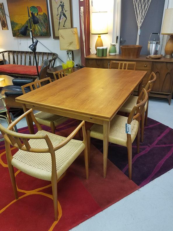 Neils Moller Danish Teak Mid-Century Dining Table And Chairs
