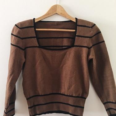 Vintage Fall Fashion 100% Wool Nautical Cropped Sweater Vintage Sexy Marc Jacobs Designer Anthropologie Free People Small 