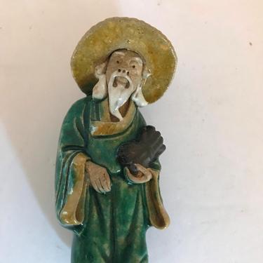 Rare Antique  Majolica Chinese Sancai Drip Glaze   Figurine 3&amp;quot; 1890 - 1919 Marked CHINA 