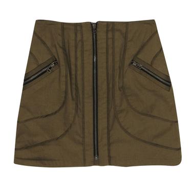 Veronica Beard - Olive Green Utility Zip-Up Miniskirt Sz 2