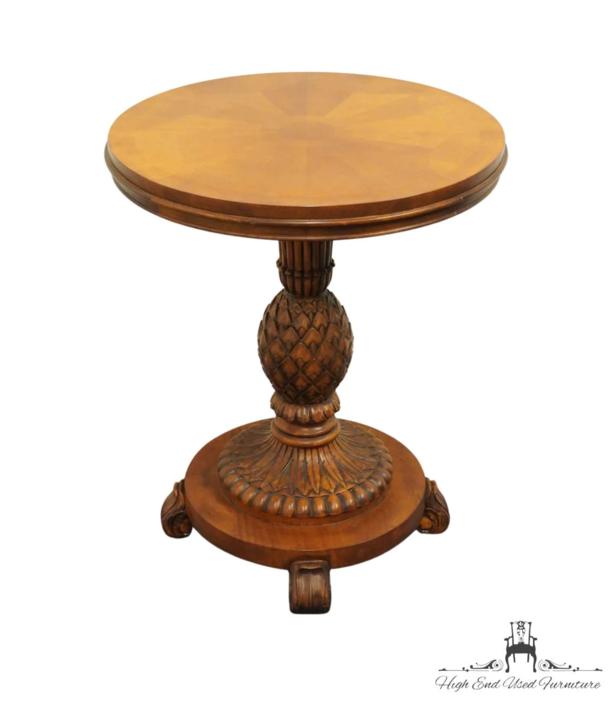 Round Pedestal Accent End Table, Ethan Allen Round Accent Table
