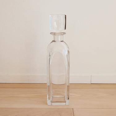 Vintage Modern Crystal Clear Cut Tall Decanter Square 