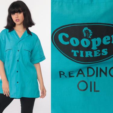 Uniform Shirt COOPER TIRES Reading Oil Shirt Mechanic 80s Button Up Shirt Bowling Rockabilly Punk 1980s Button Up Vintage Extra Large xl 