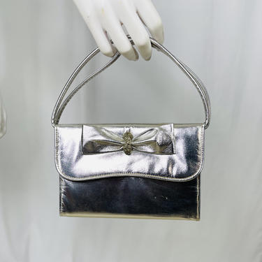 Vintage 1960s Silver Top Handle Handbag 