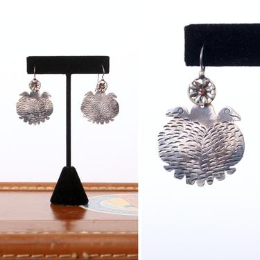 boho bird earrings • double silver eagle oversized earrings 