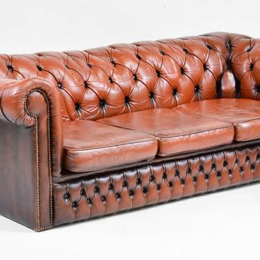 Sofa, Leather, Chesterfield, British Brown, Button Tufted Sofa, Handsome!!