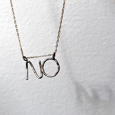 14k goldfilled NO Necklace Handmade Word Pendant Chain Slider 