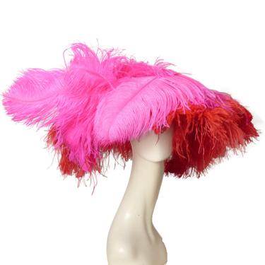 HOUSE OF MACGREGOR-Ostrich Feather Wide Brim Straw Hat