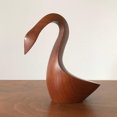 Vintage Alan Middleton Mid Century Modern Carved Wood Swan 