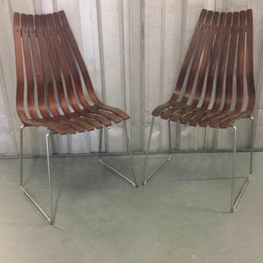 Pair Scandia Rosewood HANS BRATTRUD HOVE MOBLER NORWAY Highback Dining Chairs