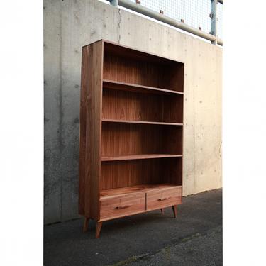 Fullstack Bookcase - Double Wide, 48&amp;quot;W, Modern Bookshelf, Mid-Century LP Shelf, Vinyl Bookcase (Shown in Walnut) 