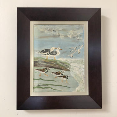 Original Seagull Bird Oil Painting, signed by artist 