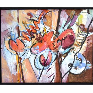 Abstract Expressionist Biomorphic Shapes Painting “Opposite Pulses” Sgd Saitlin Chicago 