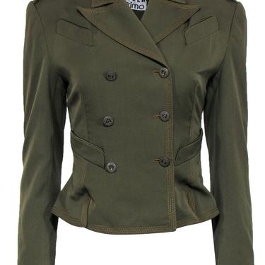 Richard Tyler - Olive Green Military-Style Double Breasted Jacket Sz 8