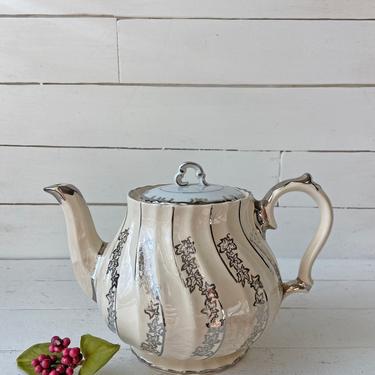Vintage Sadler Teapot England Silver Cream Flowers // Vintage Teapot And Set // Rustic, Farmhouse, Teapot // Perfect Gift 