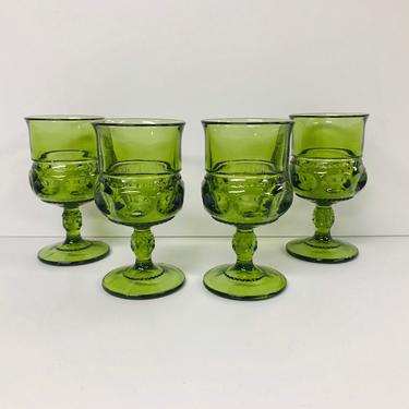 Vintage Tiffin Glass/ Kings Crown/ Thumbprint/ Goblets/ Water Glass/ Wine Glass/ Drinkware/ Set of 6/ 1970s 