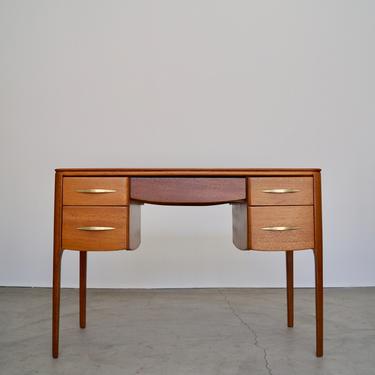 Gorgeous 1950's Mid-century Modern Art Deco Desk or Vanity in Mahogany - Professionally Refinished! 