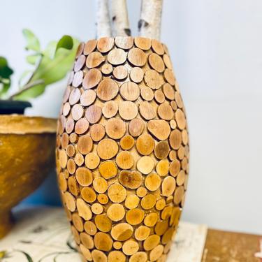 Tall Wood Vase | Branch Vase | Wood Slab Vase | Rustic Centerpiece | Live Edge Wood | Boho Vessel 