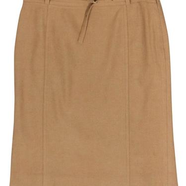 Burberry - Camel Colored Wool Blend Pencil Skirt w/ Belt Sz 6