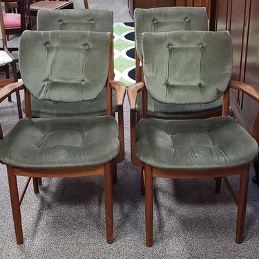 Item #S2028 Set of Four Vintage Teak &amp; Upholstered Dining Chairs c.1960s