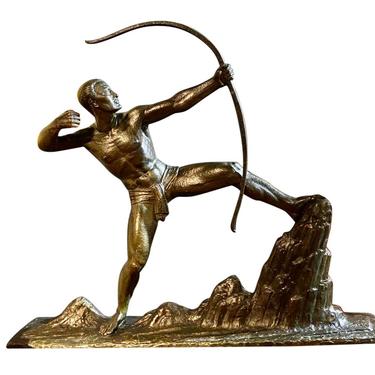 Lucien Gibert Bronze Statue 'The Archer' French Art Deco Sculpture