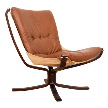 Westnofa Chair with Rosewood Base & Caramel Colored Leather Cushions
