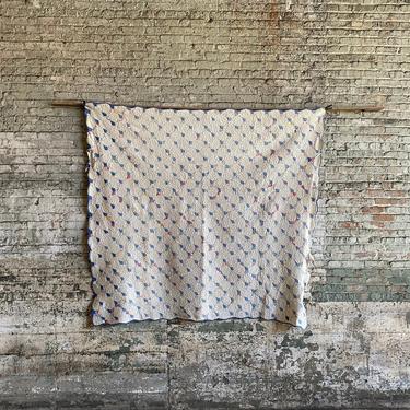 Antique Four Point Star Hand Stitched Flour Sack Midwestern Quilt 81 x 76 