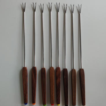 Mid Century Danish Modern Teak Fondue Forks - Set of 8 