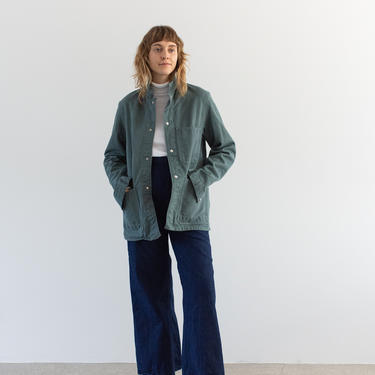 Vintage Faded Green Chore Coat | Unisex Cotton Denim Workwear Style Jacket | Made in Italy | S | IT244 