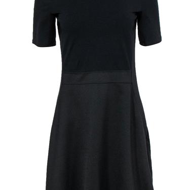 Theory - Black & Navy Paneled Short Sleeve Sheath Dress Sz M