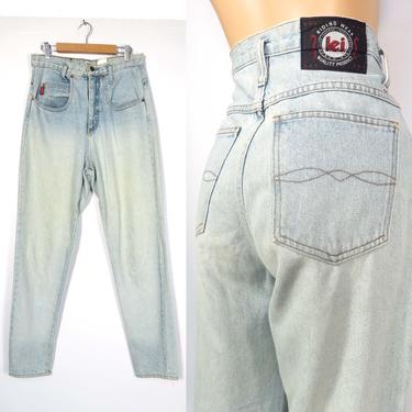 Vintage 90s LEI Super Soft Worn In Perfect Fade High Waist Light Wash Mom Jeans Made In USA Size M 30x31 