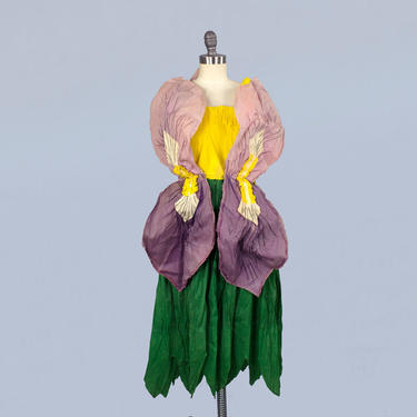 RARE 1920s Paper Dress / 20s Handmade Crepe Paper Sculptural Iris Dress 