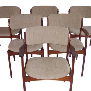 6 Danish Modern Teak Dining Chairs By Erik Buck (Buch) For OD Mobler, 4 Side &amp; 2 Arm Chairs, Vintage 1960s Text Call Offeres 571 330 0810 