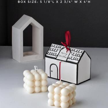 Little House S, 2 Bubble Cube Candles, Christmas Giftbox, Scented Candle, Natural Beeswax Soy Candle, Home Decor, Holiday Gift 